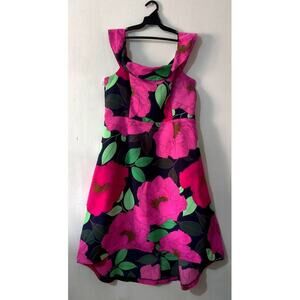 New York & Company Hi-Low Floral Midi Dress Off Shoulder Size 16 Party Pink